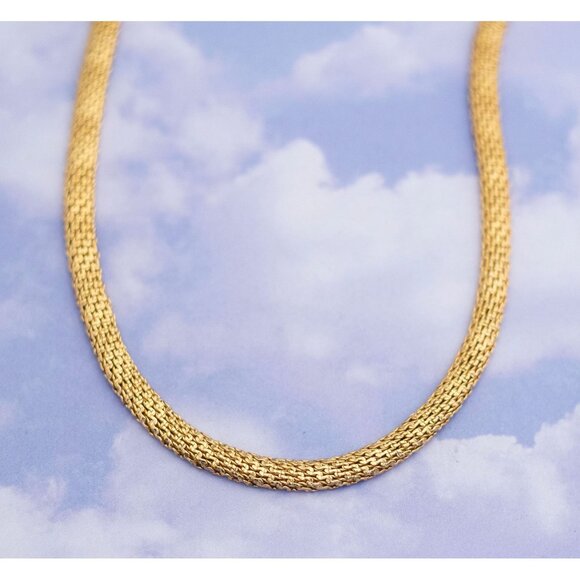 Vintage Mid-century Gold Tone Mesh Necklace 18 Inches by Pier - S20 - Picture 3 of 3